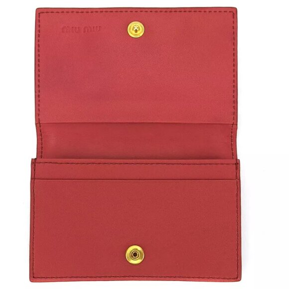 miu miu leather Authentic used B1114 press card case crocodile tone pink type - Picture 5 of 9